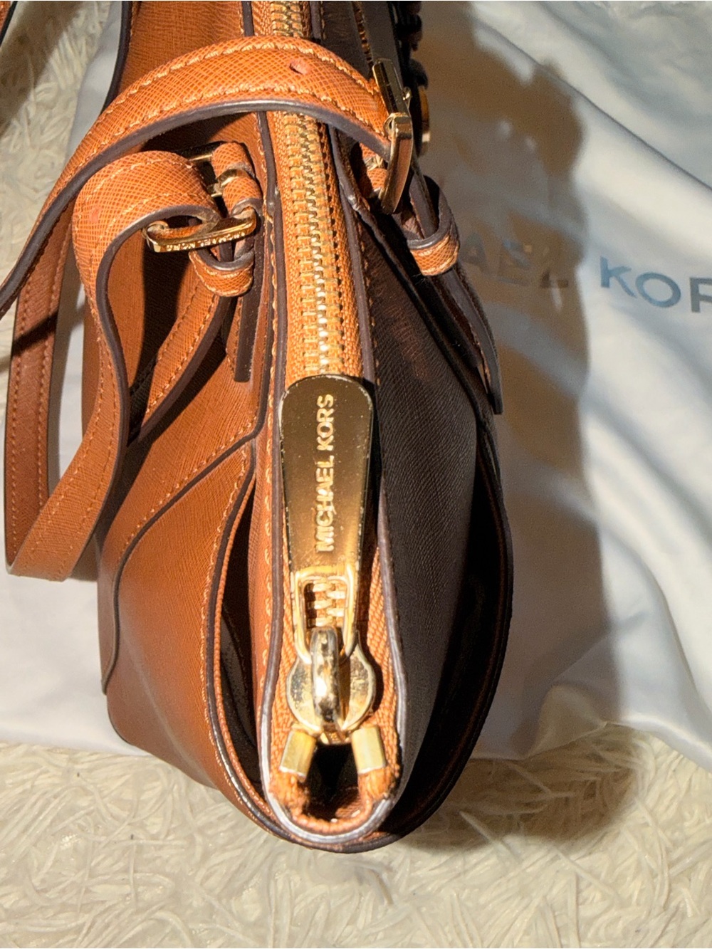 Michael Kors brown Saffiano Leather Tote with Gold Hardware - Picture 8 of 14
